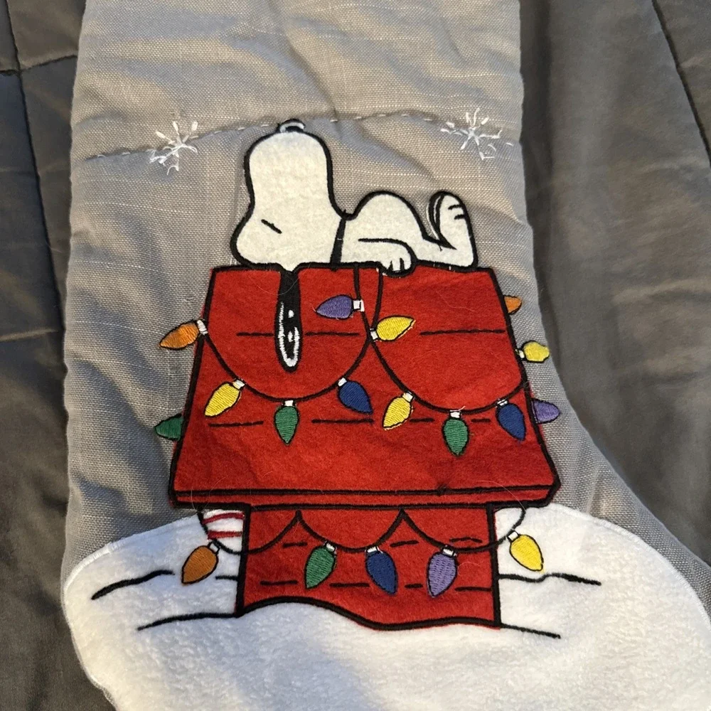 Pottery Barn Kids Gray Stocking Peanuts Snoopy with Doghouse Personalized 